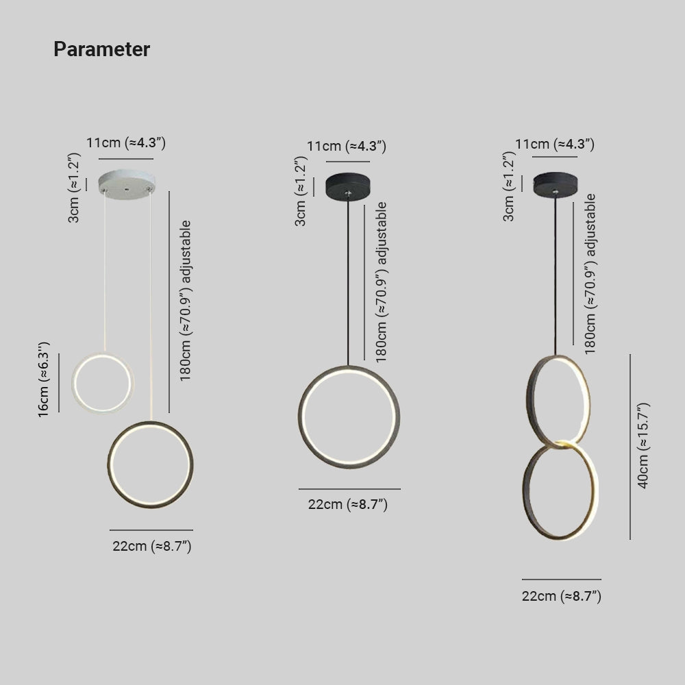 Arisha Modern Minimalist LED Hanging Pendant Lights Black White Bedroom