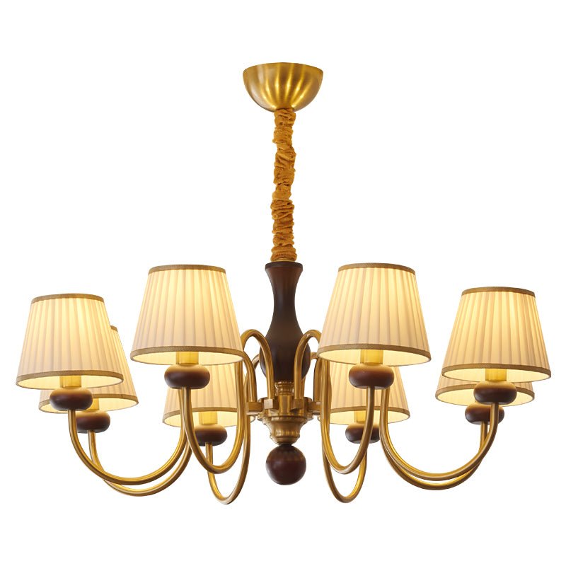 Erthaos Traditional Elegance Pleat Fabric Wood Chandelier