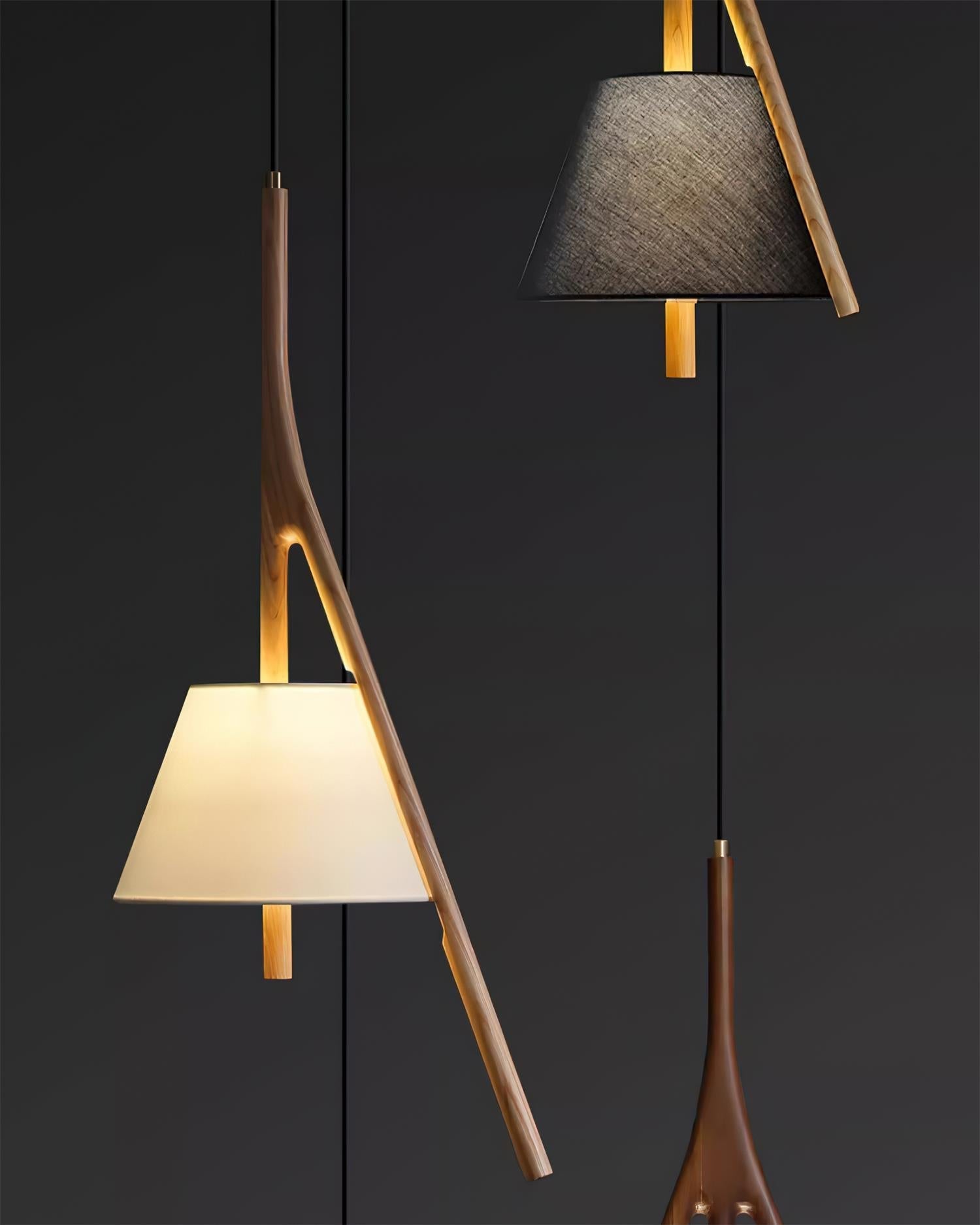 Zovenarae Triangular Wood Pendant Light