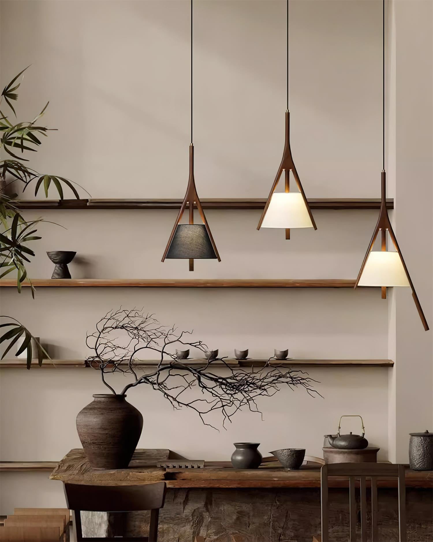 Zovenarae Triangular Wood Pendant Light