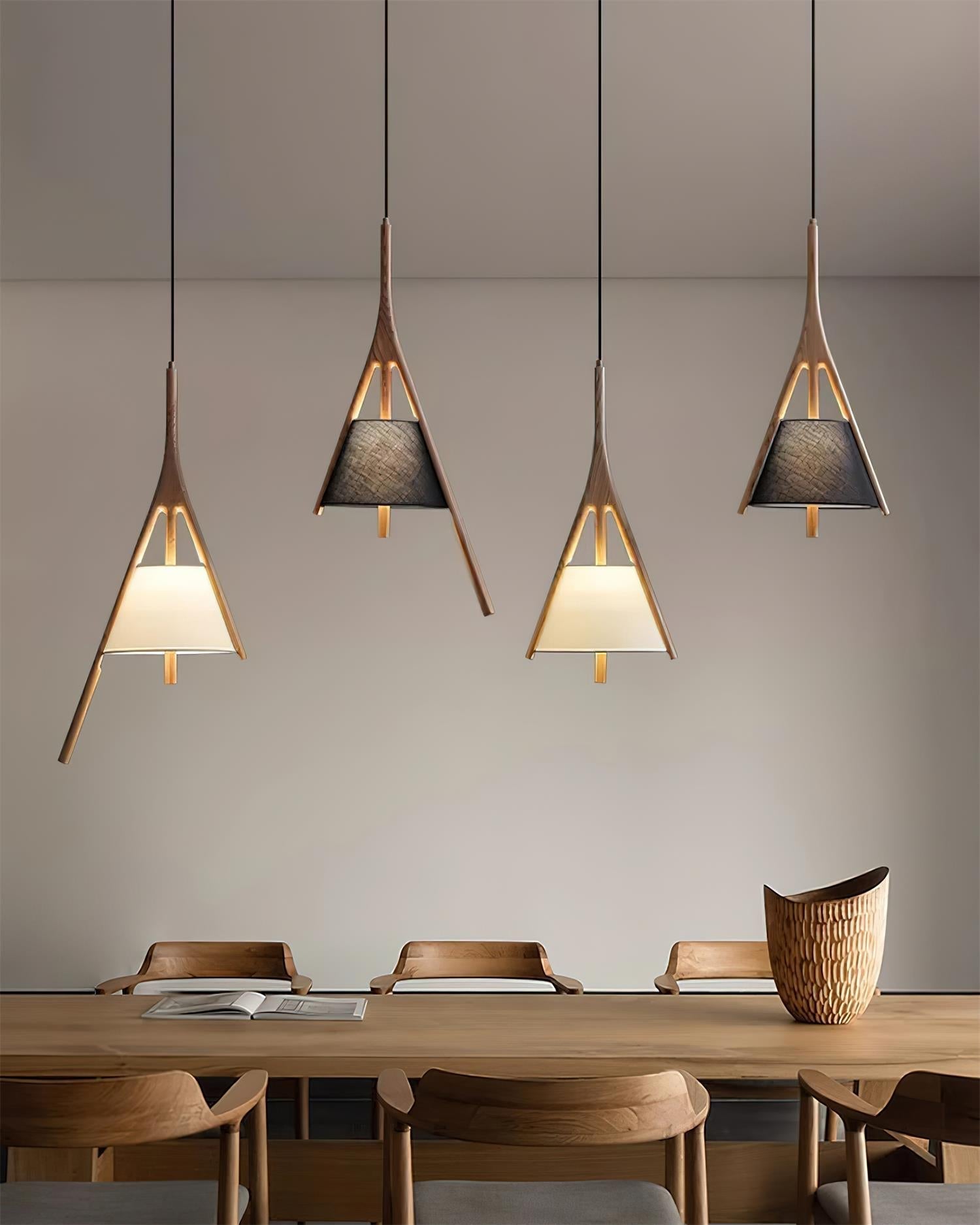 Zovenarae Triangular Wood Pendant Light