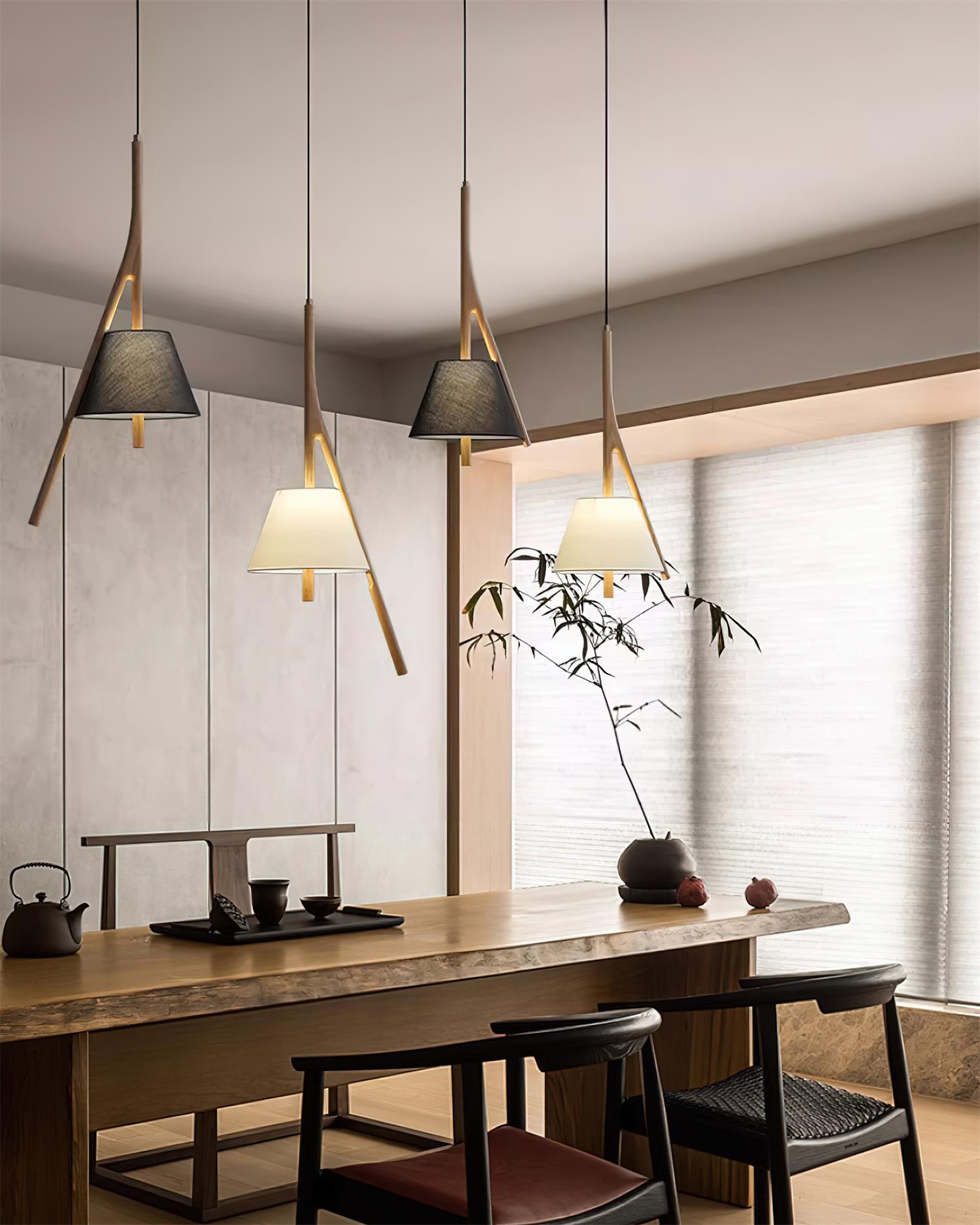Zovenarae Triangular Wood Pendant Light
