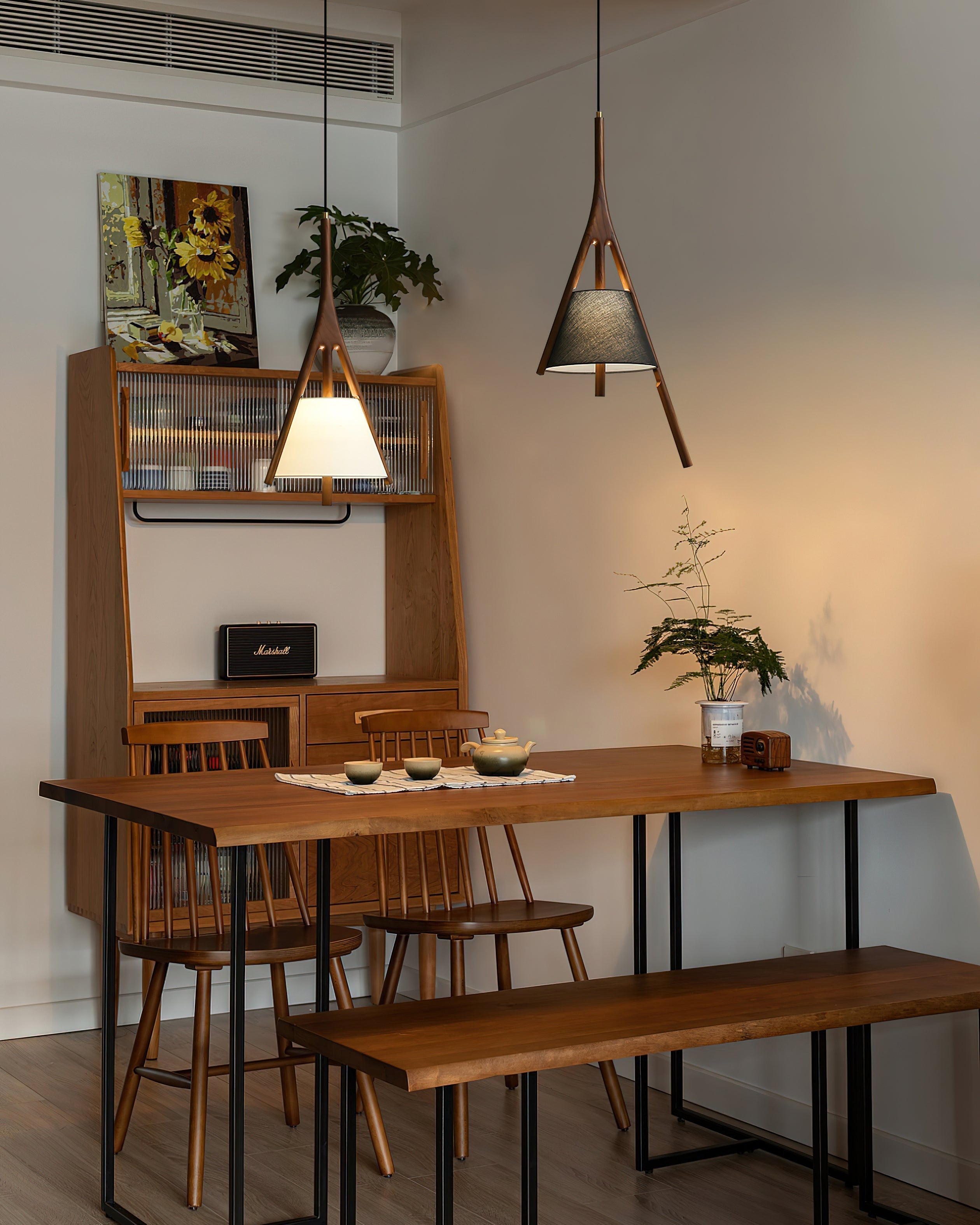 Zovenarae Triangular Wood Pendant Light