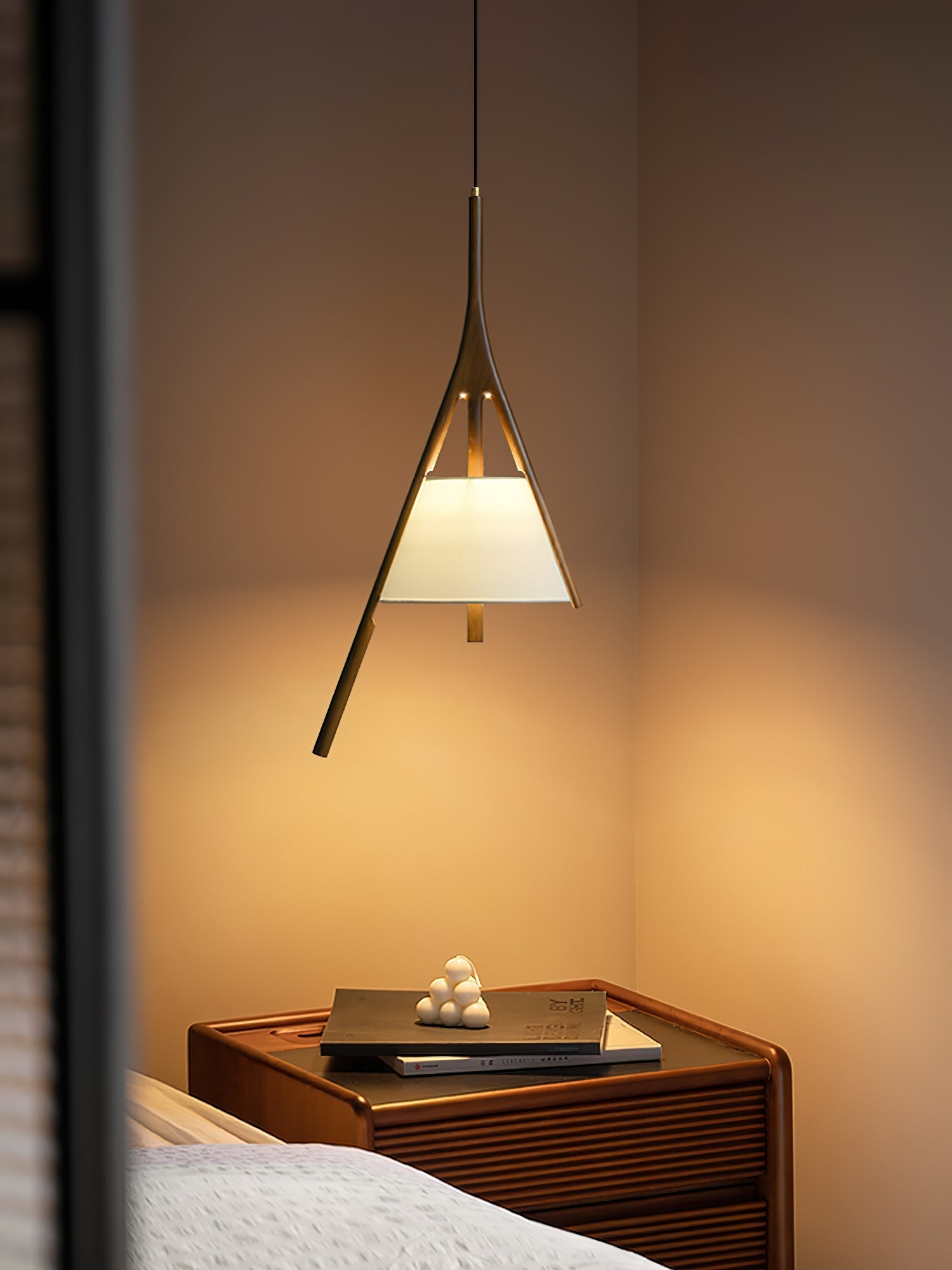 Zovenarae Triangular Wood Pendant Light