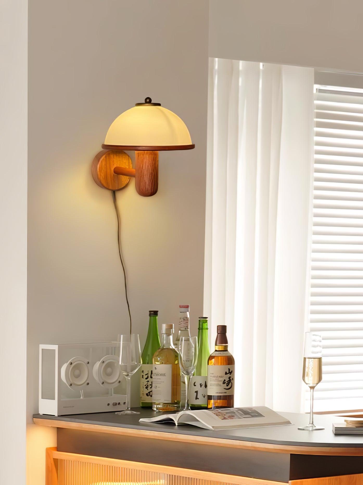 Elvarira Wall Lamp Mushroom Wood