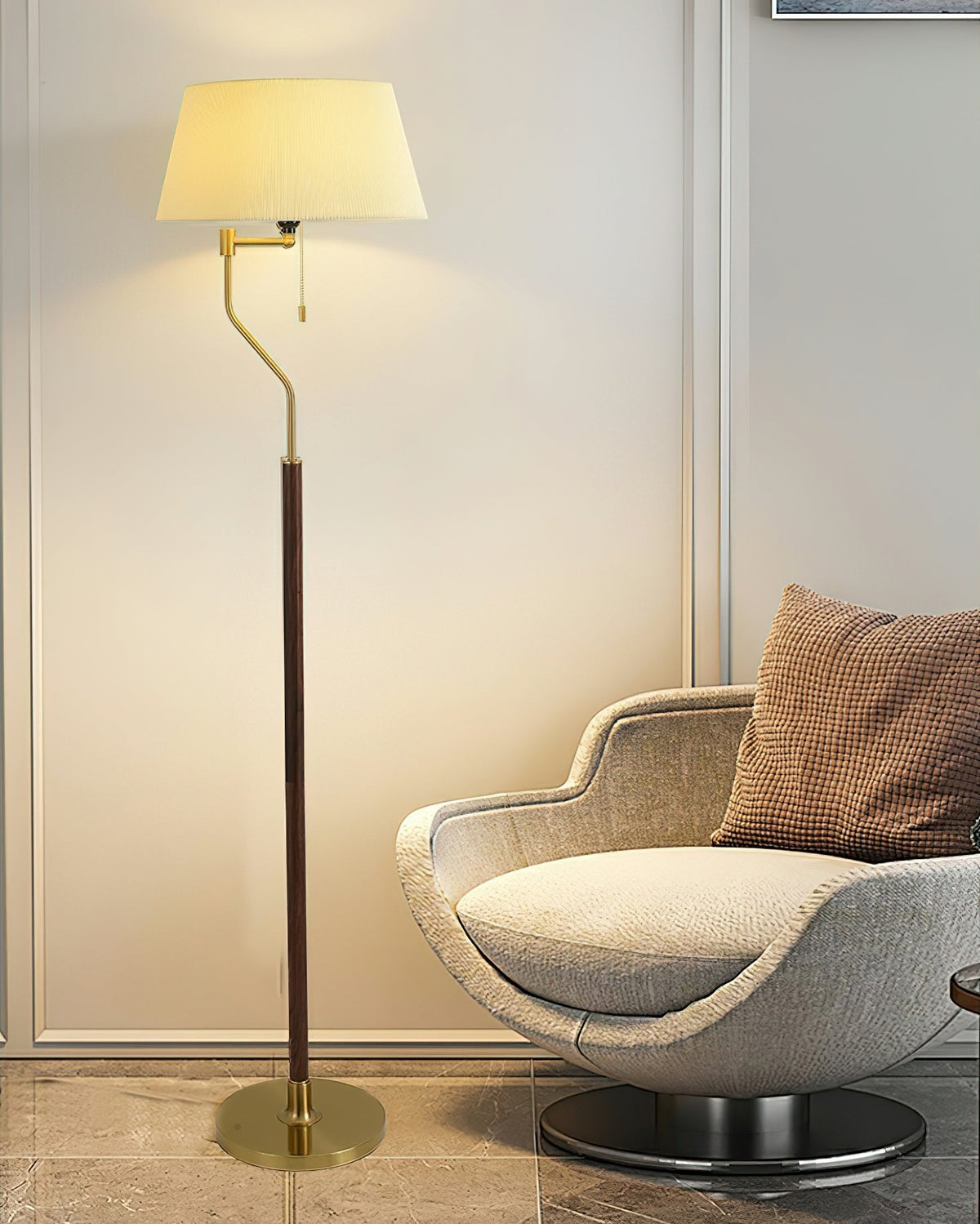 Elverine Walnut Whisper Floor Lamp