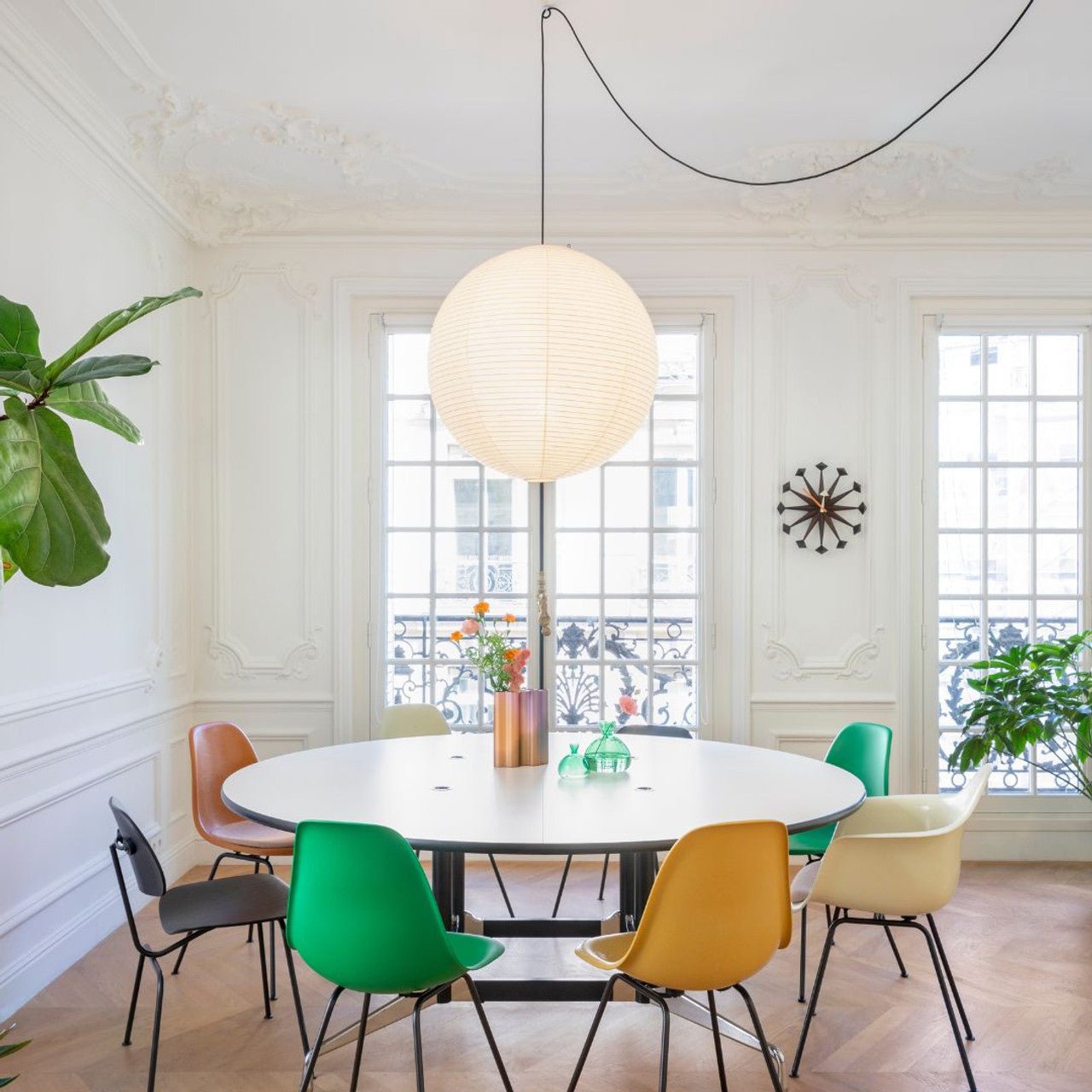 Beauwell Paper Globe White Plug Wire Pendant Light