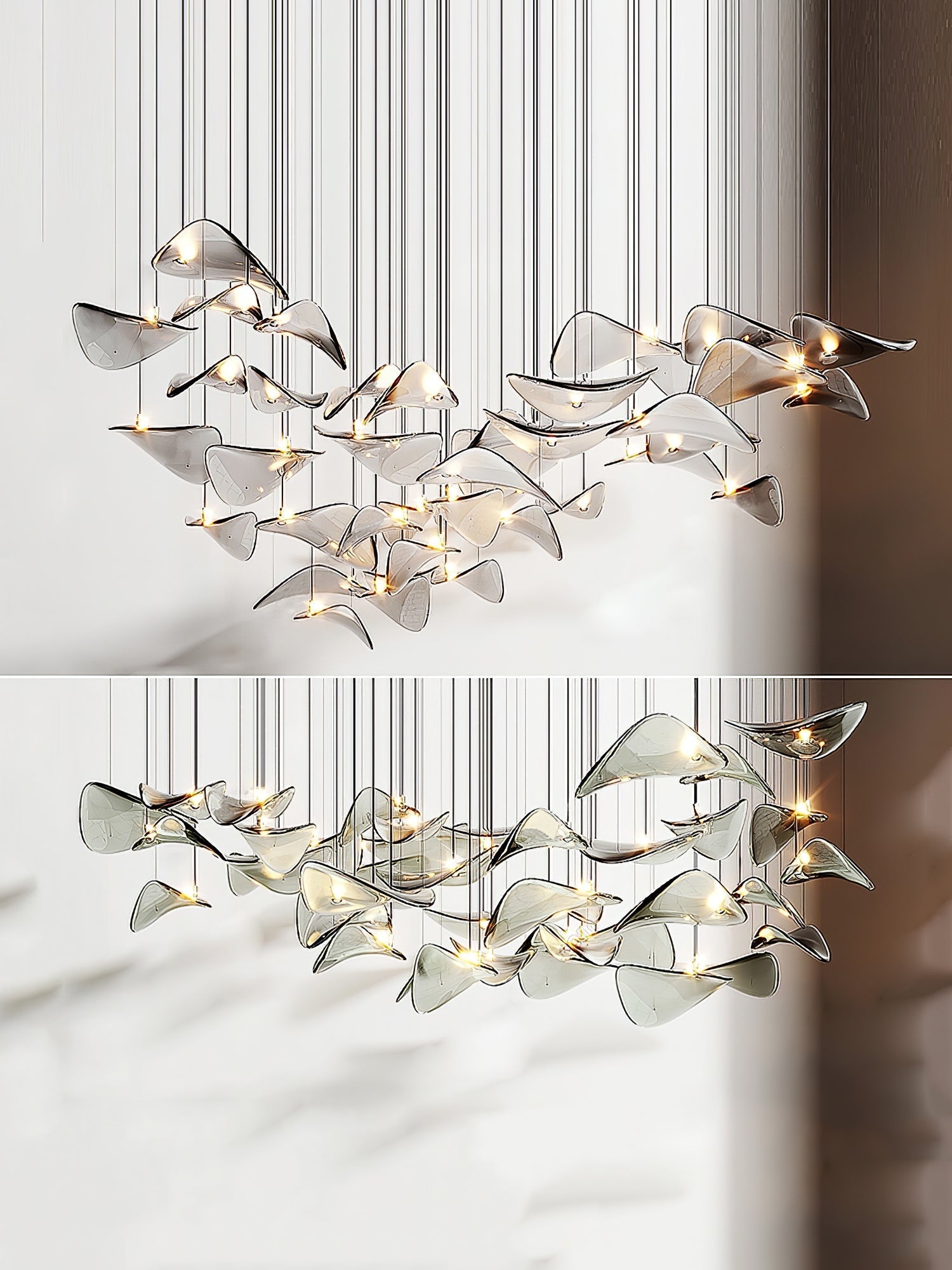Orinthal Wave Floating Leaf Chandelier