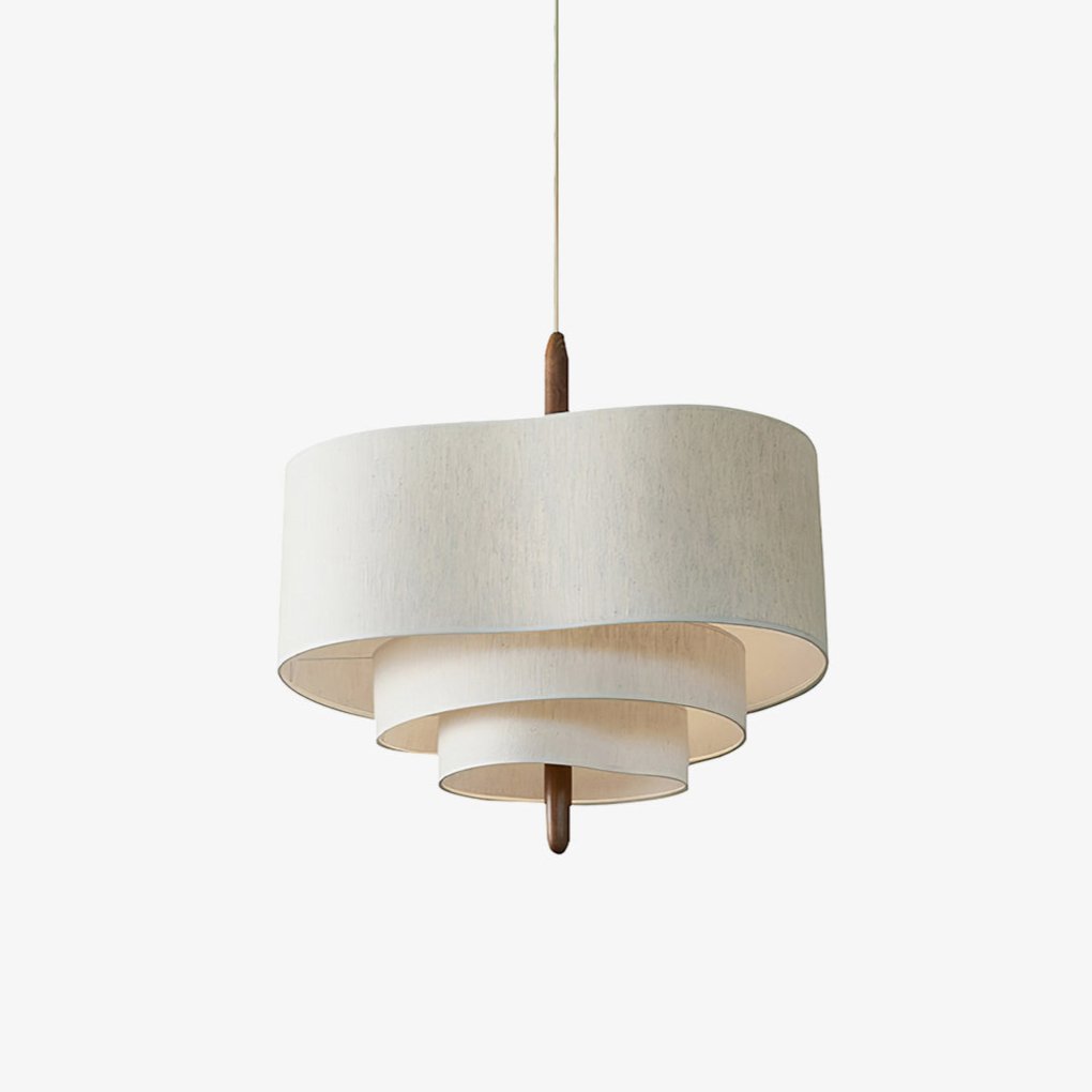 Salemu Elegance Wave Ladder Wood Fabric Pendant Lamp