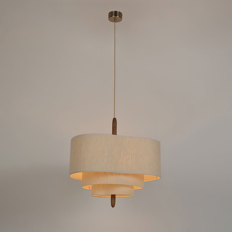 Salemu Elegance Wave Ladder Wood Fabric Pendant Lamp