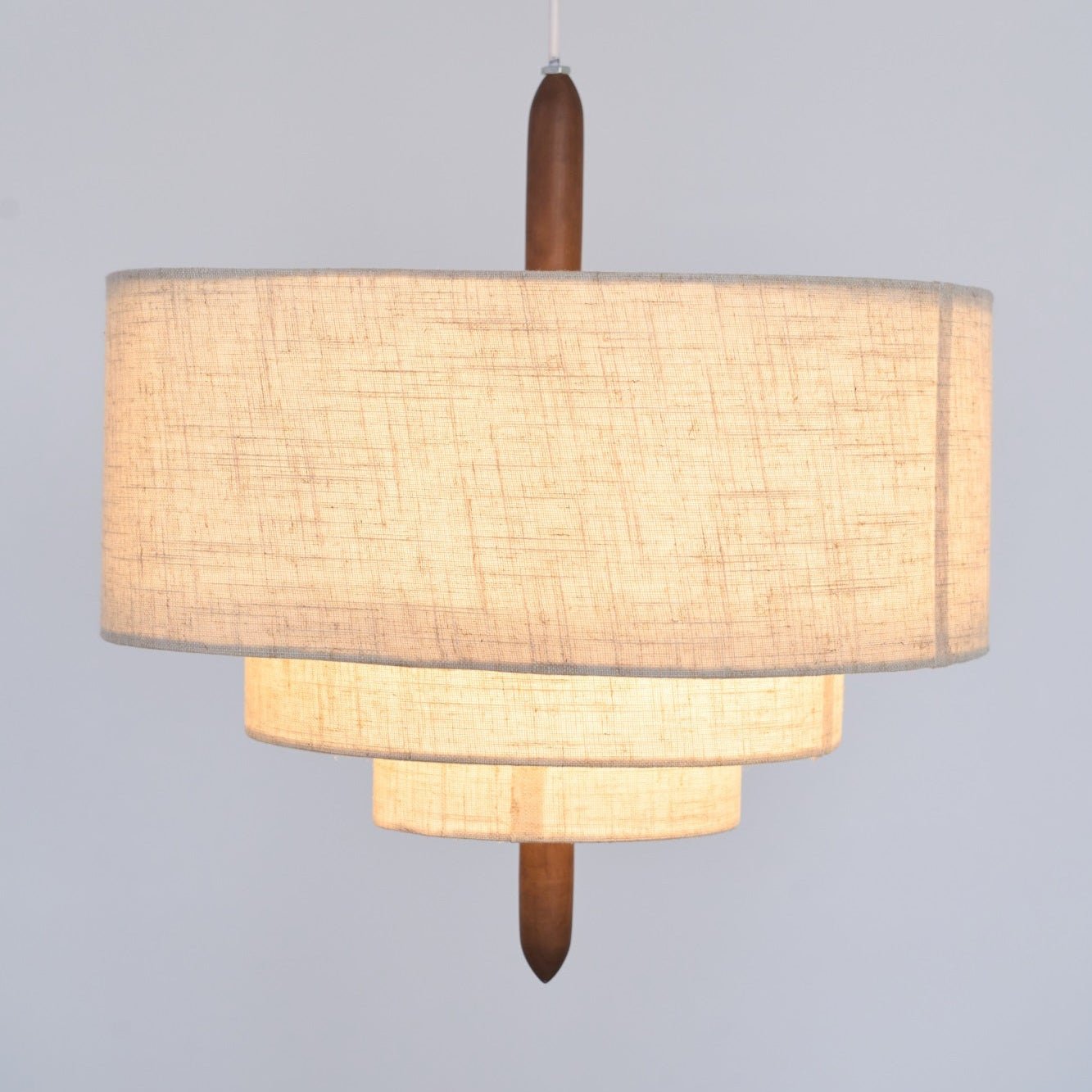 Salemu Elegance Wave Ladder Wood Fabric Pendant Lamp