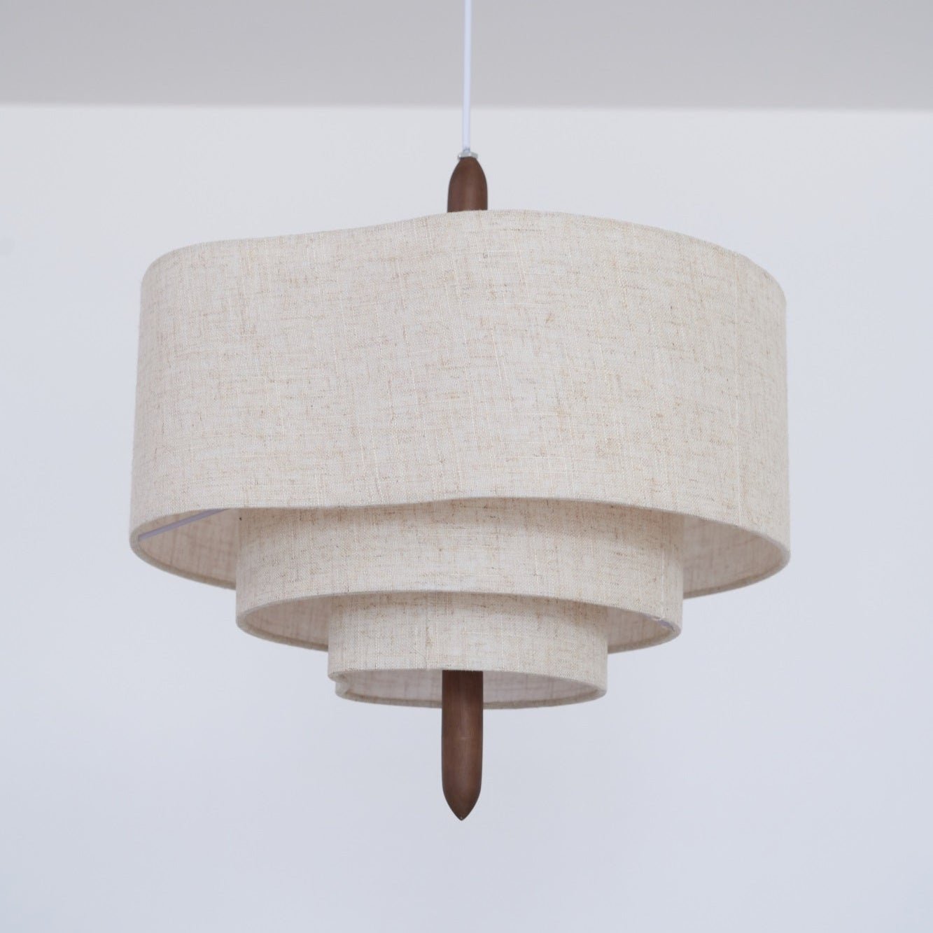 Salemu Elegance Wave Ladder Wood Fabric Pendant Lamp