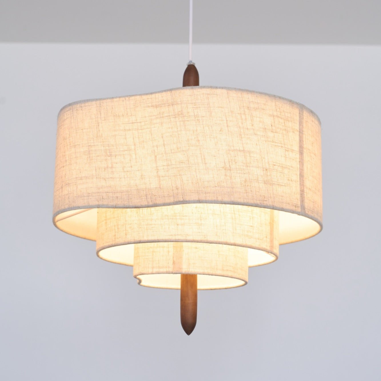 Salemu Elegance Wave Ladder Wood Fabric Pendant Lamp