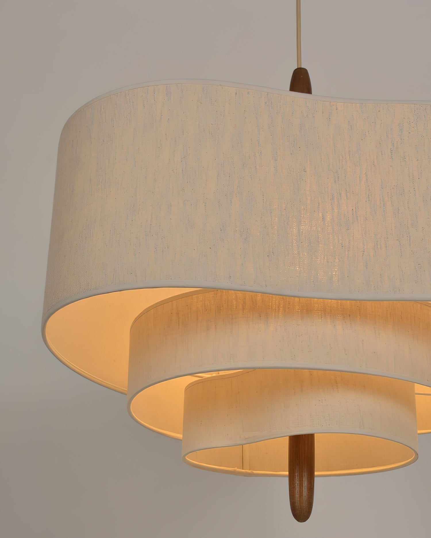 Salemu Elegance Wave Ladder Wood Fabric Pendant Lamp