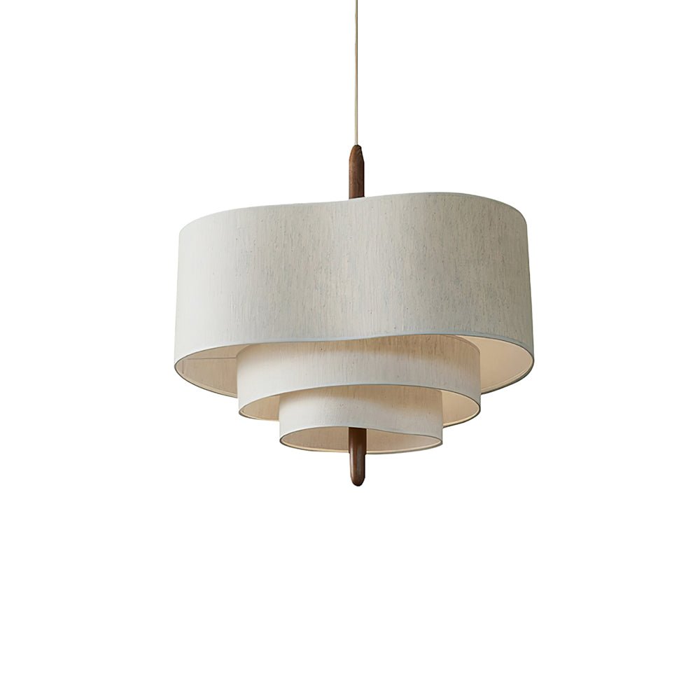 Salemu Elegance Wave Ladder Wood Fabric Pendant Lamp
