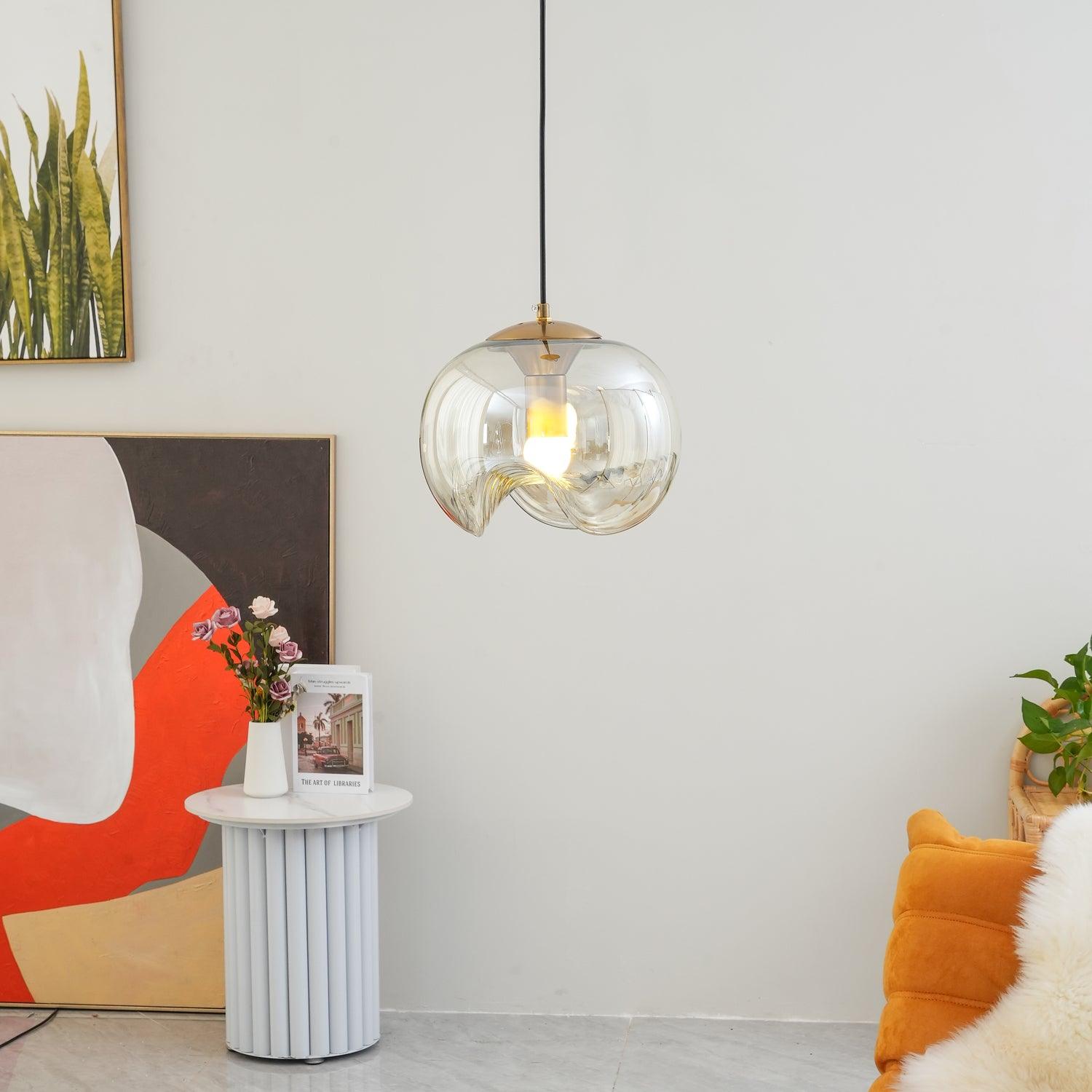 Willa Pendant Lamp Glass Wave Mid Century Vintage
