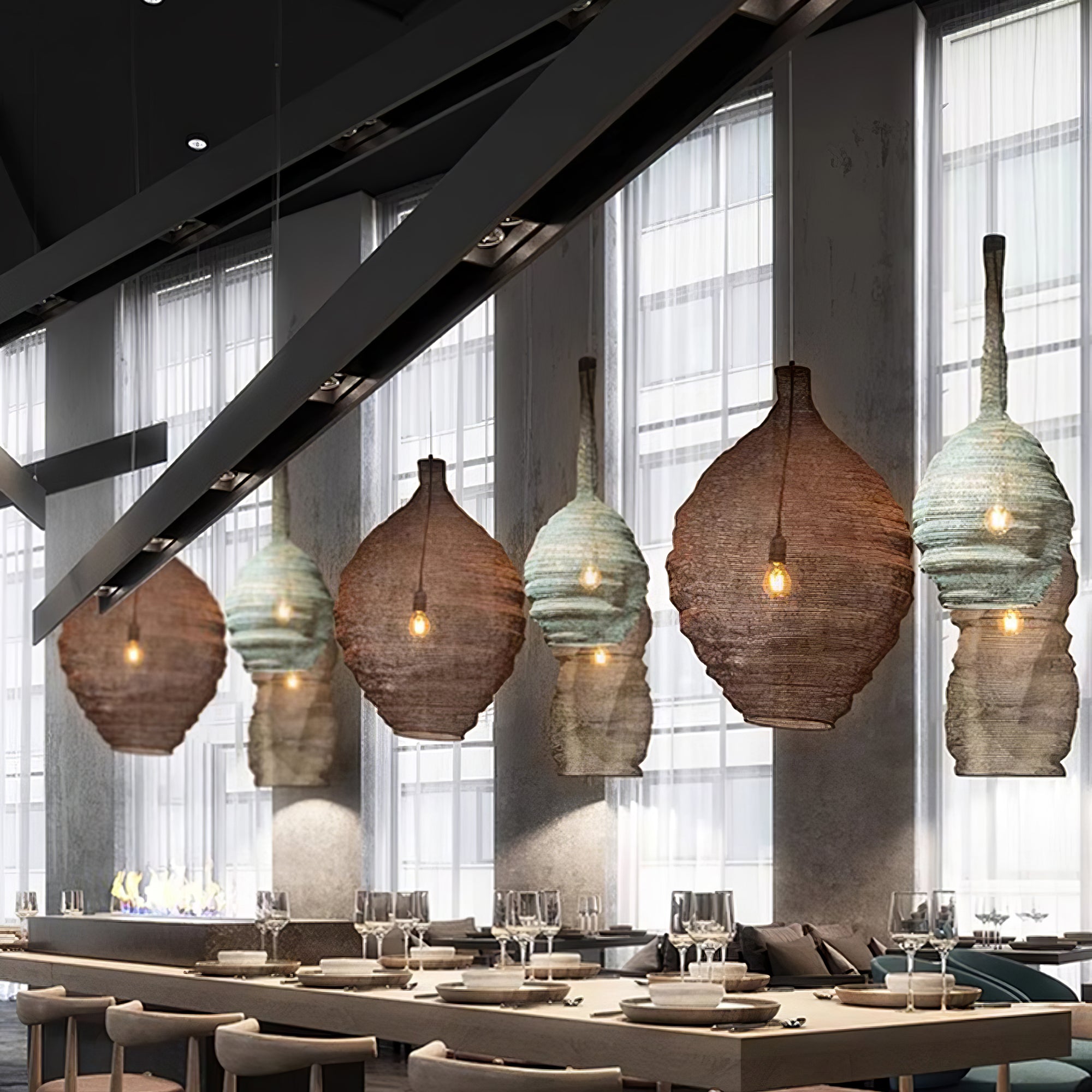 Vae Industrial Wire Pendant Lamps