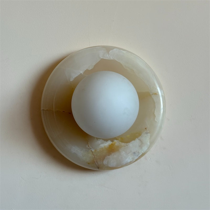 Aursilos Premium Nordic Art White Jade Glass Sconce Wall Lamp - Neutral Decor