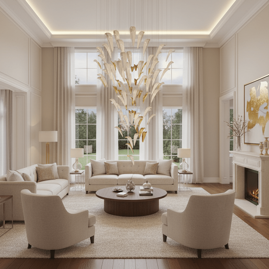 Plume Glow White Feather Art Deco Customize Chandelier
