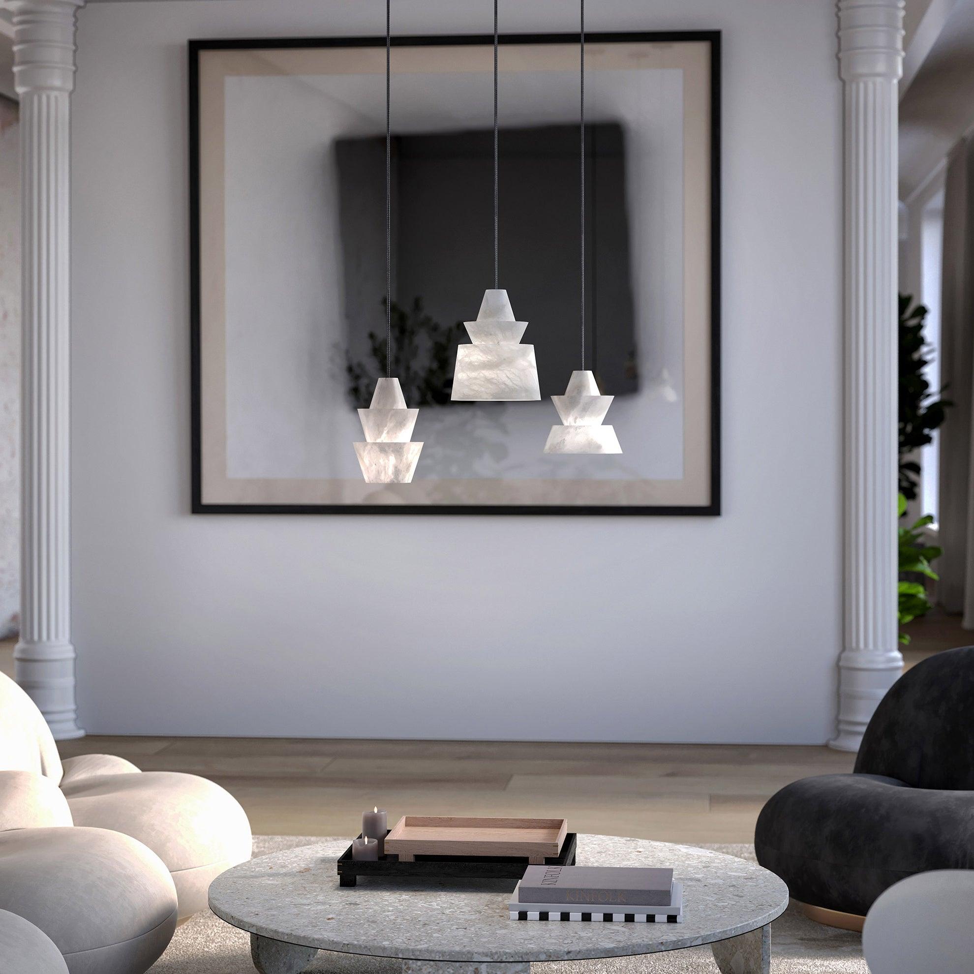 Curineth Minimalist Alabaster Pendant Light - Neutral Decor