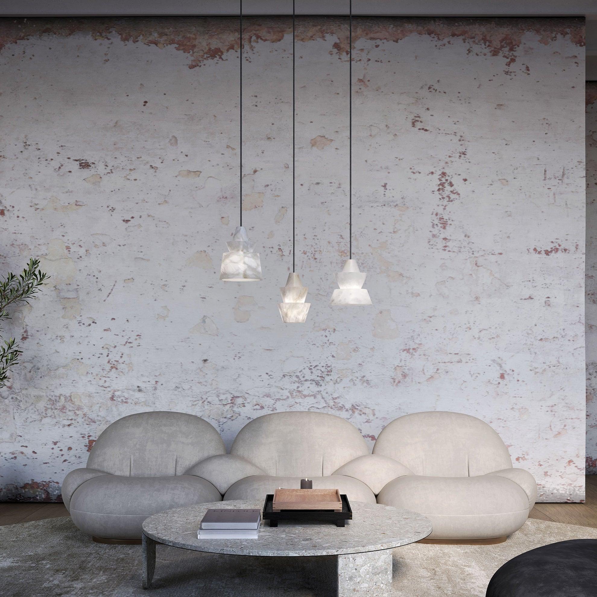 Curineth Minimalist Alabaster Pendant Light - Neutral Decor