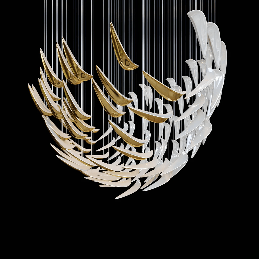 Plume Glow White Feather Art Deco Customize Chandelier