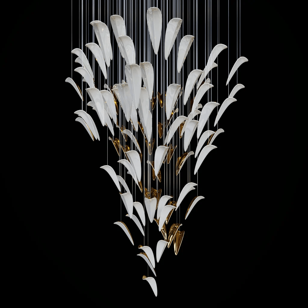Plume Glow White Feather Art Deco Customize Chandelier