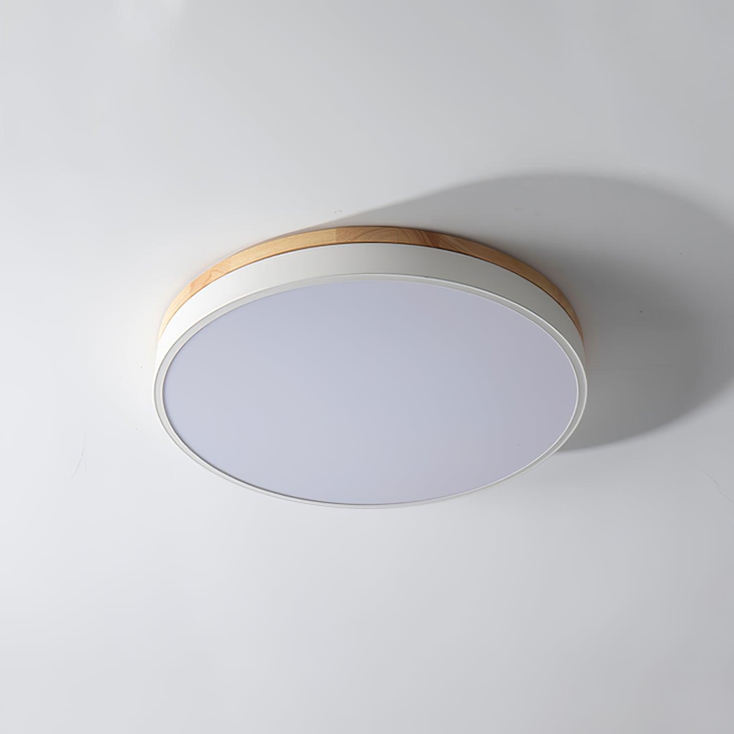 Daelis Ceiling Lamp White Round with Wooden