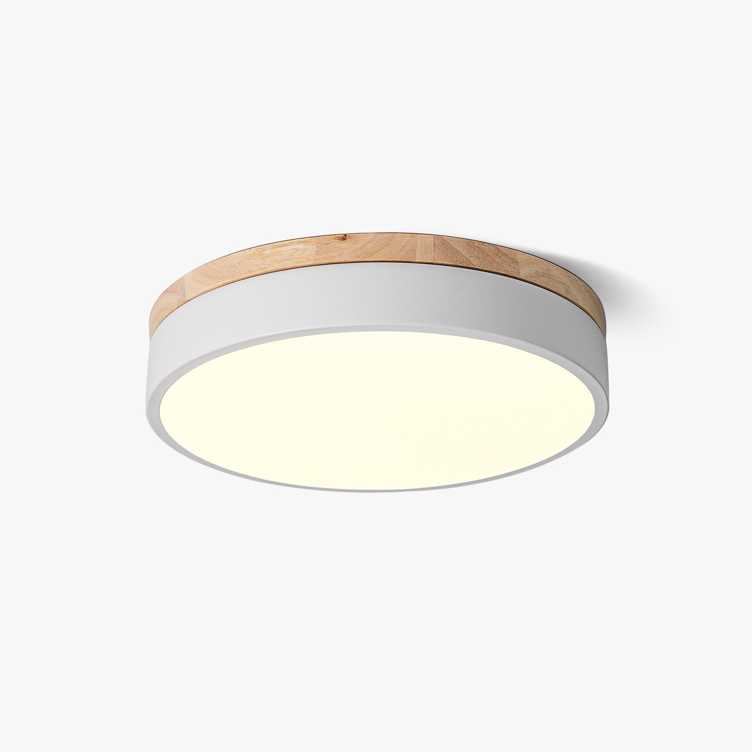 Daelis Ceiling Lamp White Round with Wooden