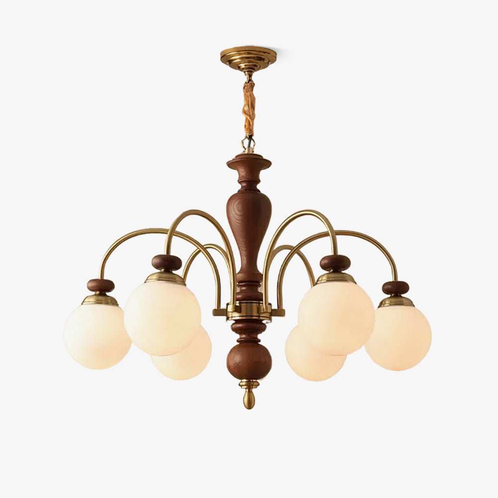 Solara Chandelier Classic Wooden Brass