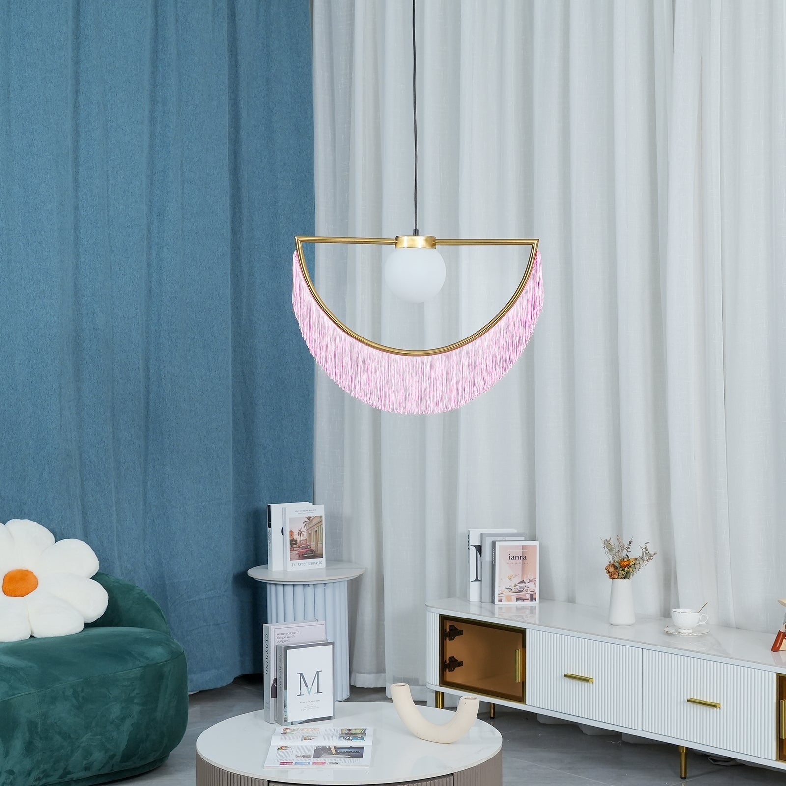 Sirove Pendant Lamp Fabric Fringe Globe Retro Bohemian