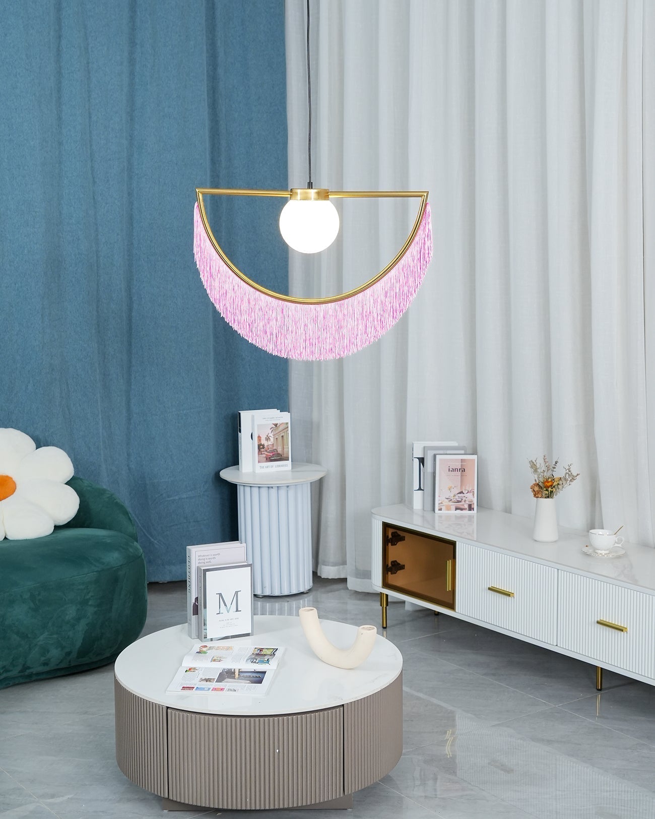 Sirove Pendant Lamp Fabric Fringe Globe Retro Bohemian