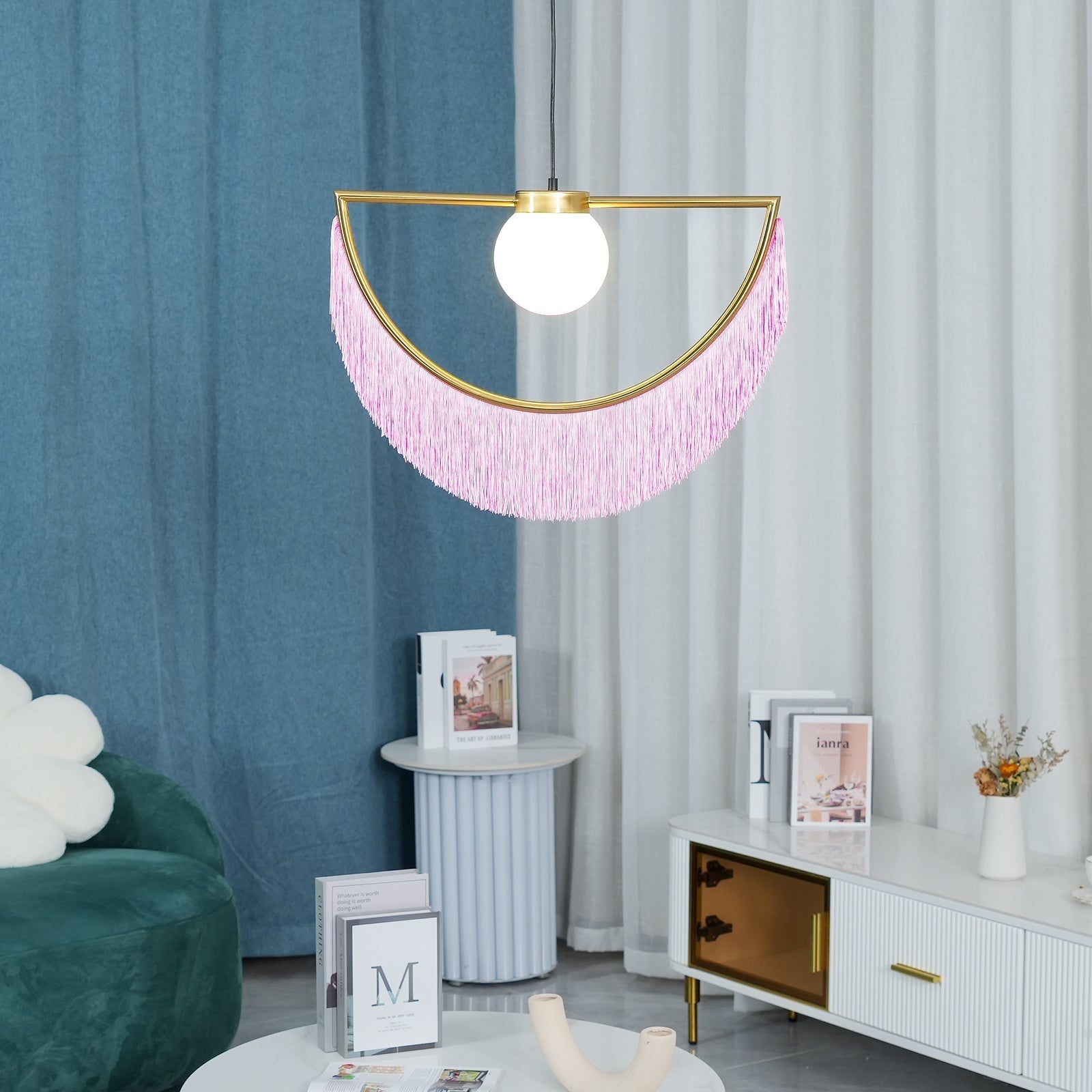 Sirove Pendant Lamp Fabric Fringe Globe Retro Bohemian