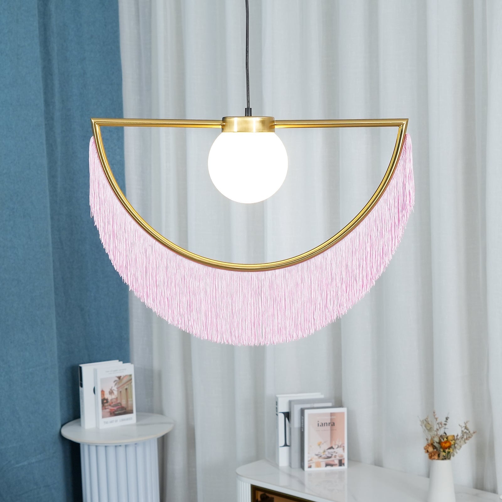 Sirove Pendant Lamp Fabric Fringe Globe Retro Bohemian