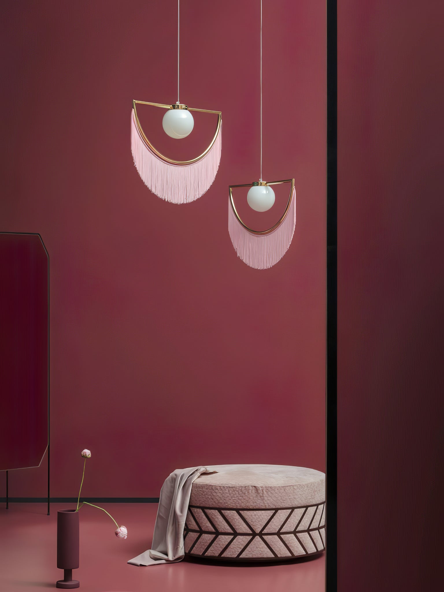 Sirove Pendant Lamp Fabric Fringe Globe Retro Bohemian