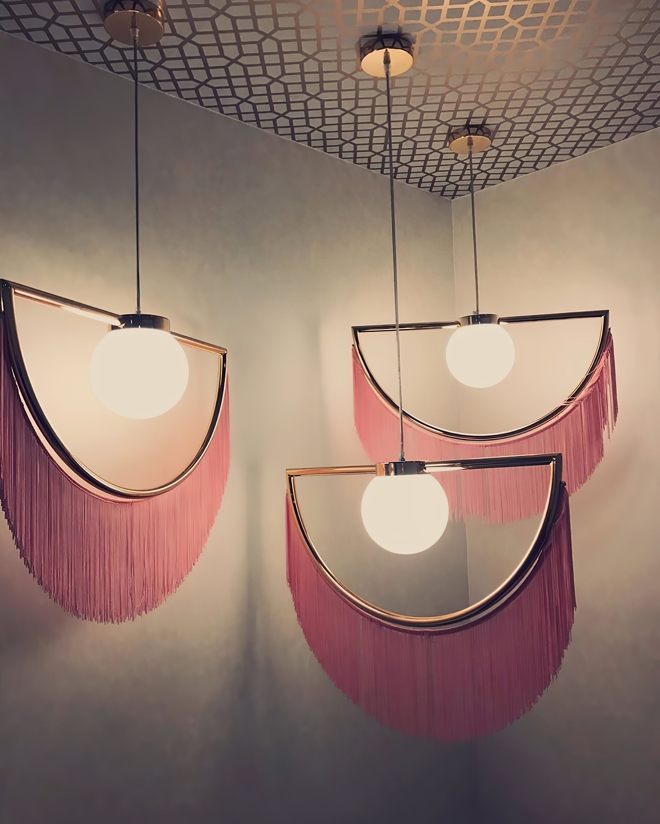 Sirove Pendant Lamp Fabric Fringe Globe Retro Bohemian