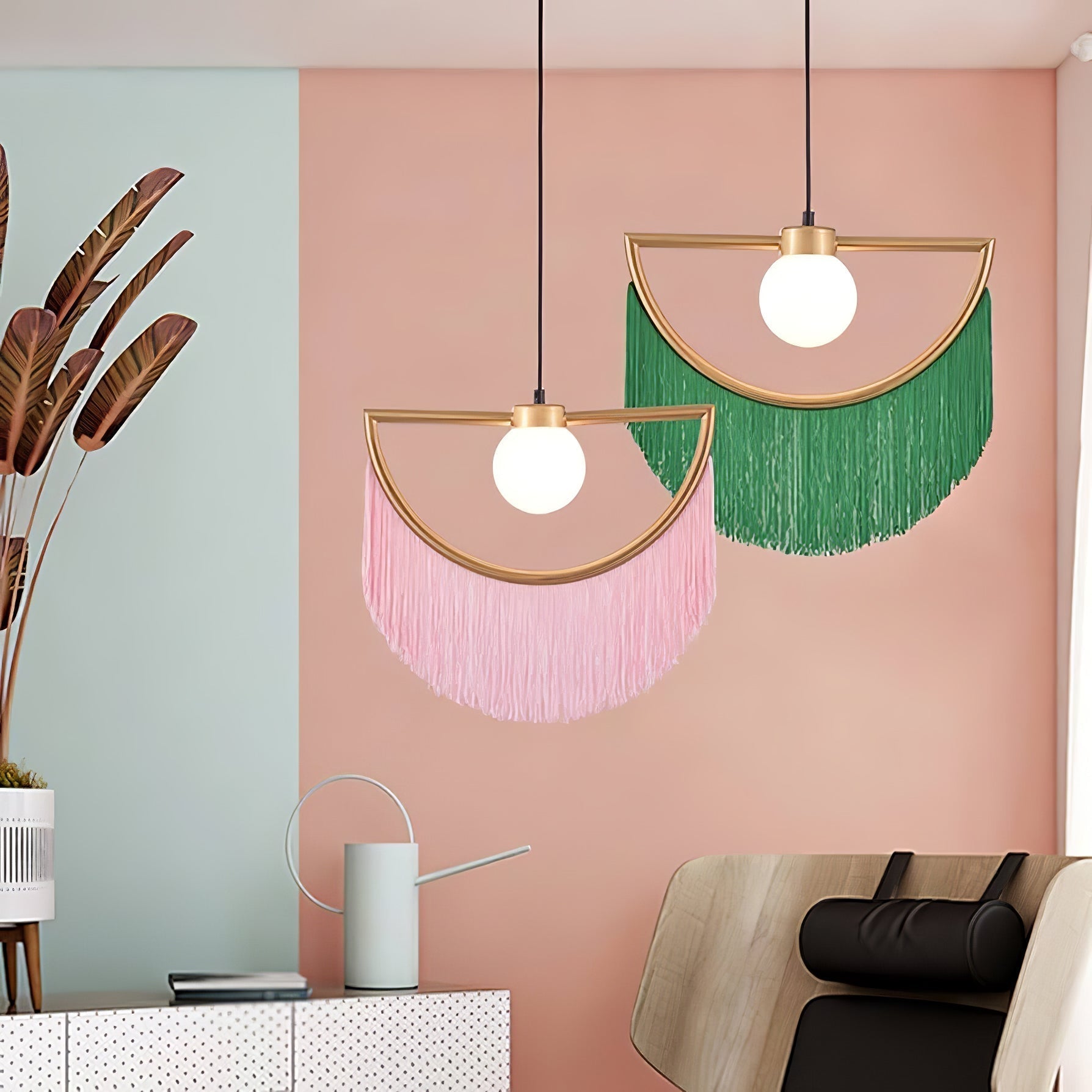 Sirove Pendant Lamp Fabric Fringe Globe Retro Bohemian