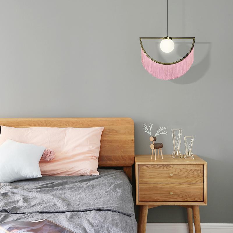 Sirove Pendant Lamp Fabric Fringe Globe Retro Bohemian