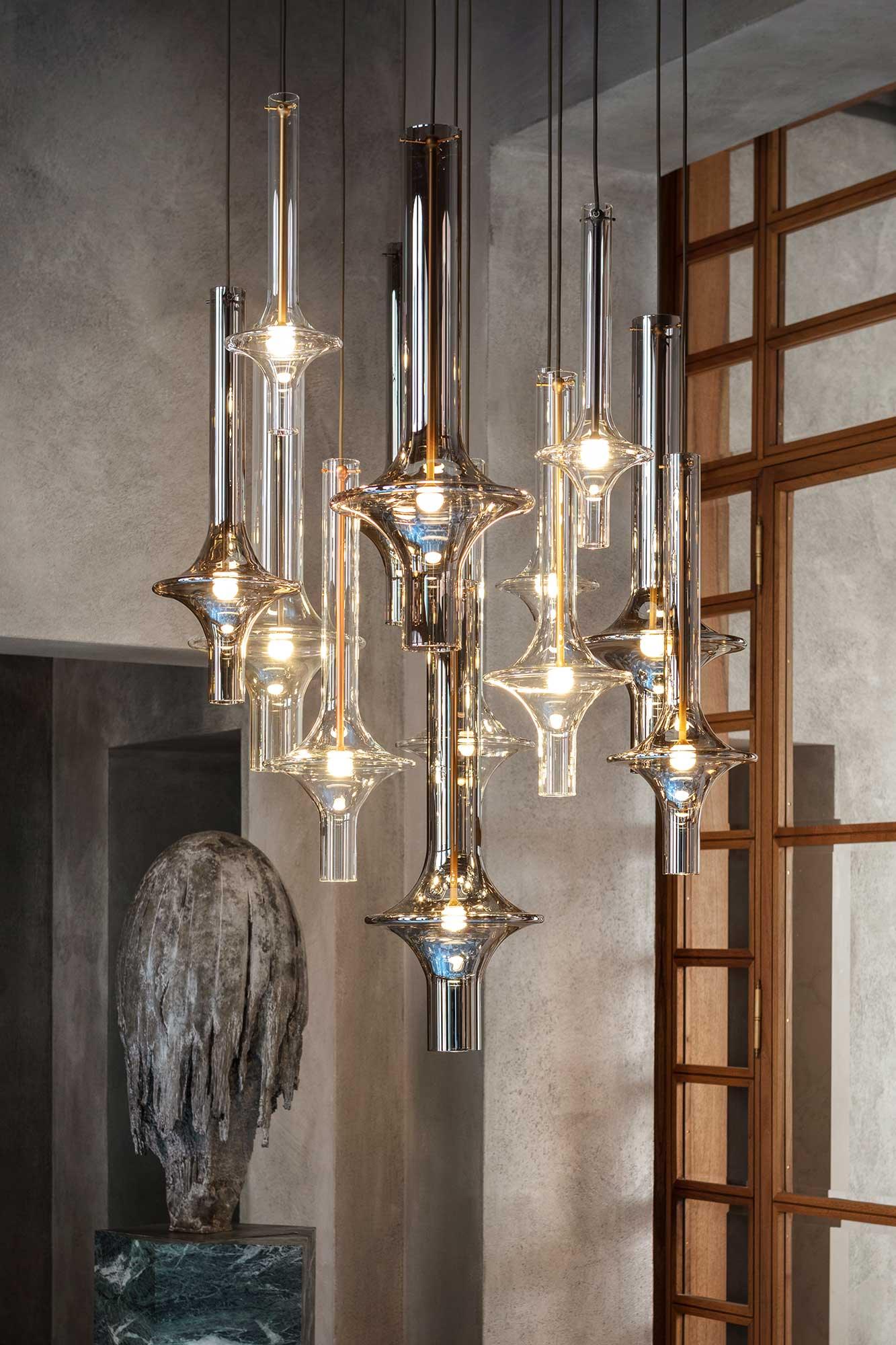 Sarenol Glass Industrial Glam Pendant Light