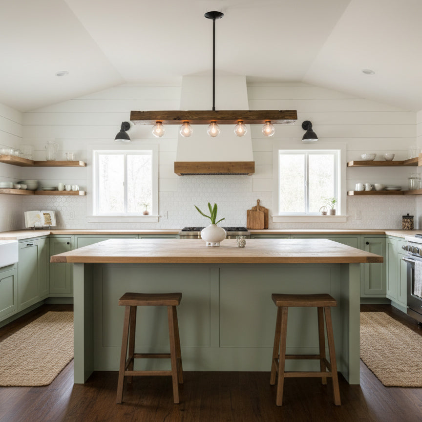 Ravenhaven Wood Beam Island Chandelier