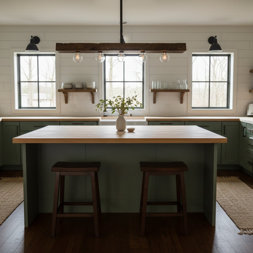 Ravenhaven Wood Beam Island Chandelier