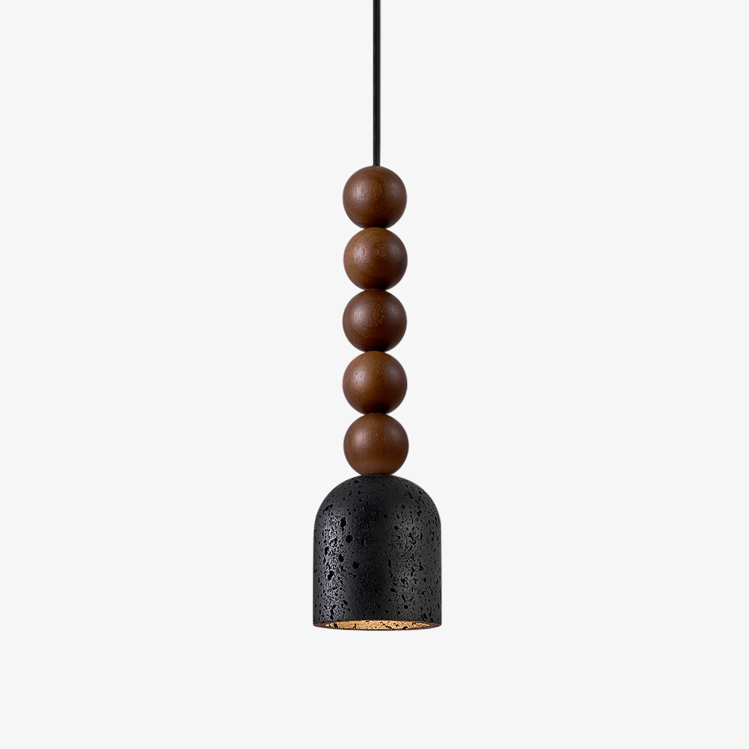 Tavirine Wood Bead Travertine Pendant Light