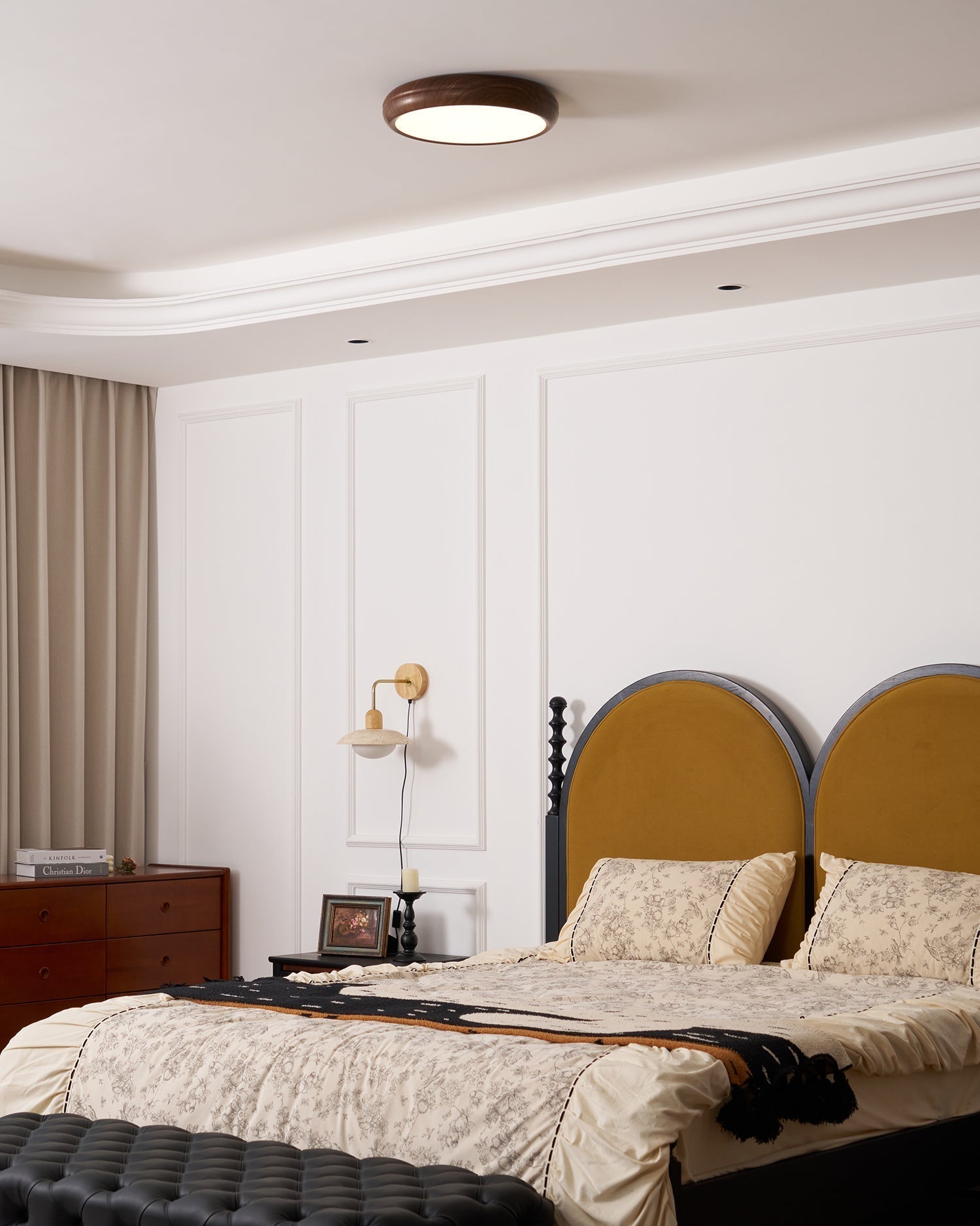 Niralel Ceiling Light Woodgrain Acrylic Round