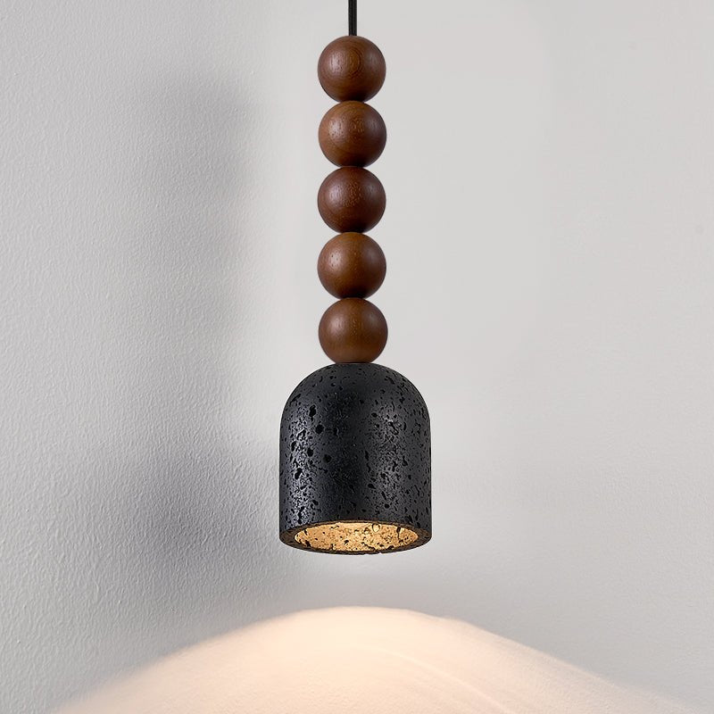 Tavirine Wood Bead Travertine Pendant Light