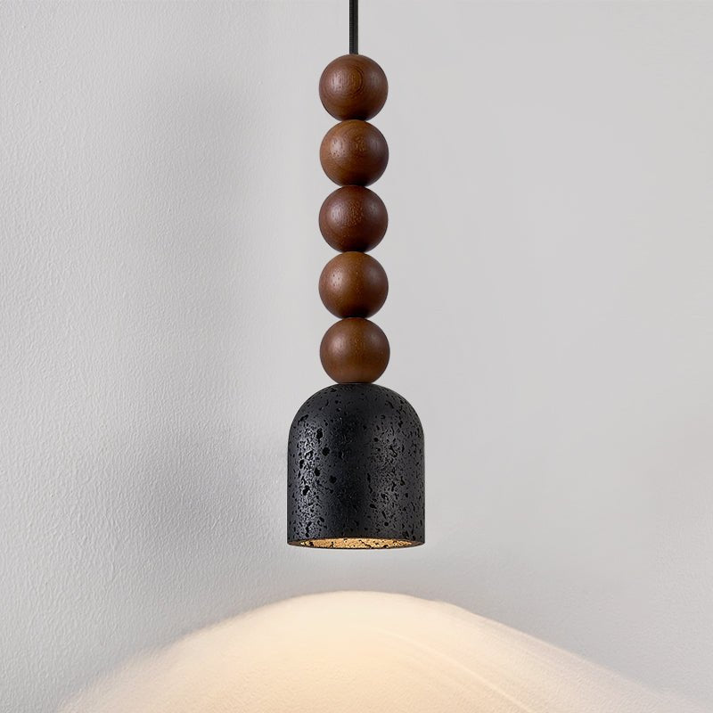 Tavirine Wood Bead Travertine Pendant Light