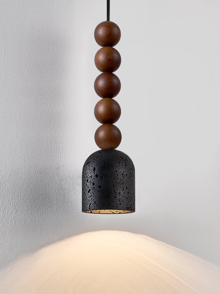 Tavirine Wood Bead Travertine Pendant Light