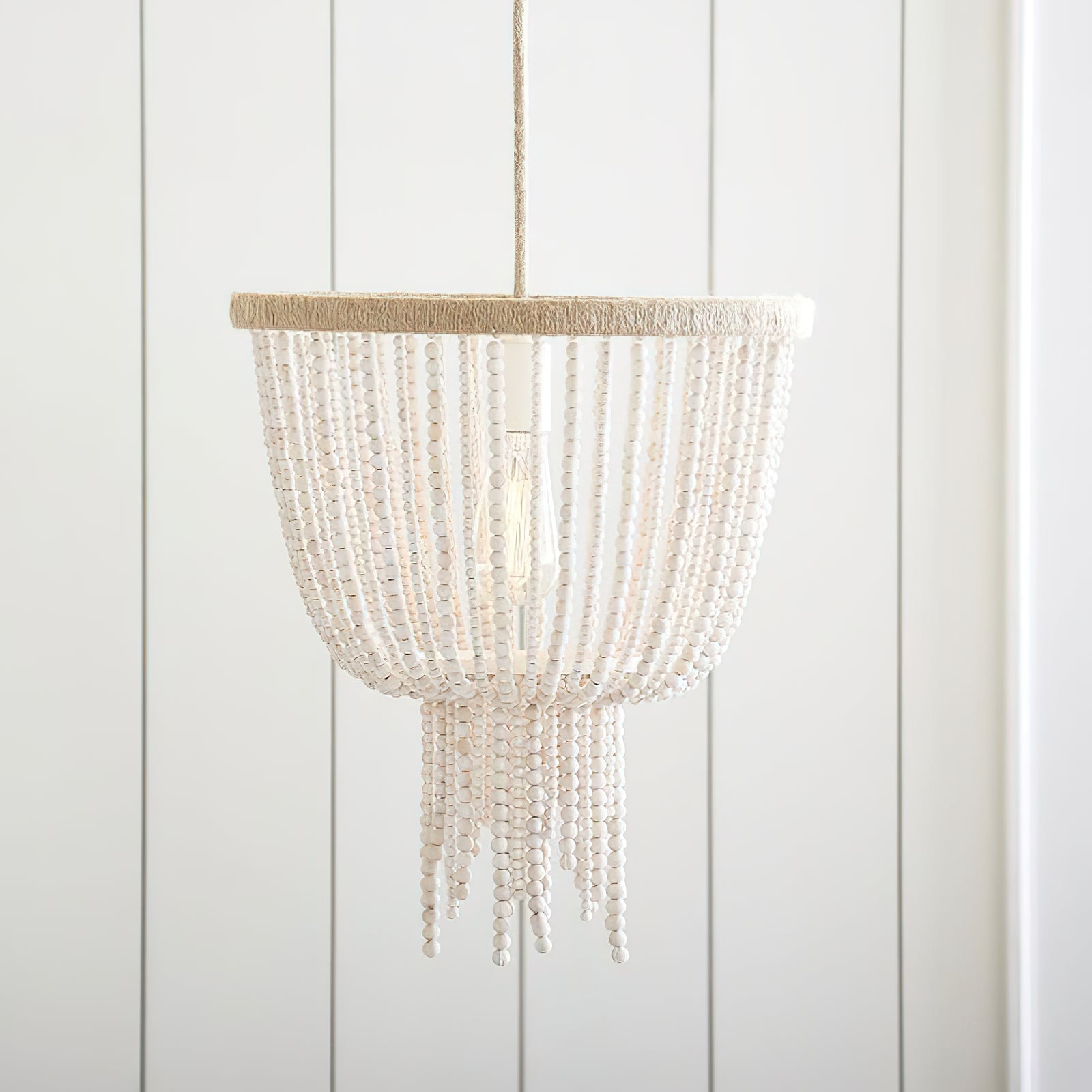 Himinuvyi Modern Beaded Wooden Rope Chandelier