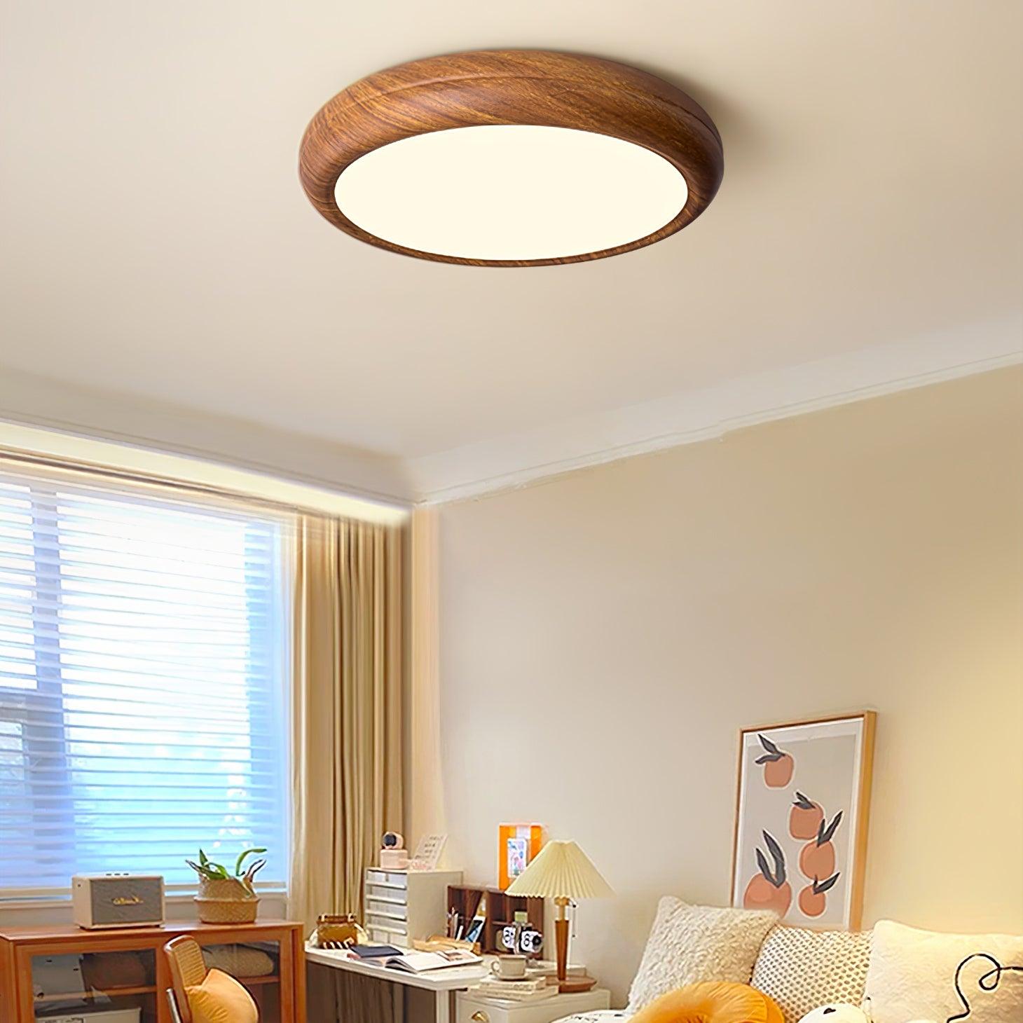 Niralel Ceiling Light Woodgrain Acrylic Round