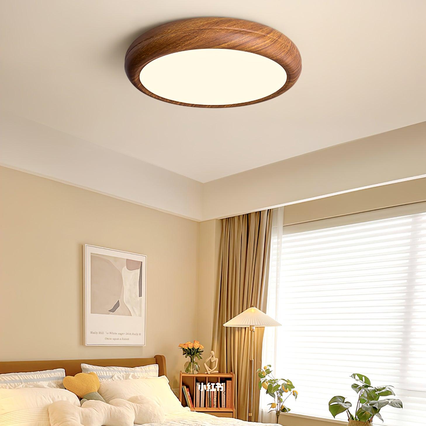 Niralel Ceiling Light Woodgrain Acrylic Round