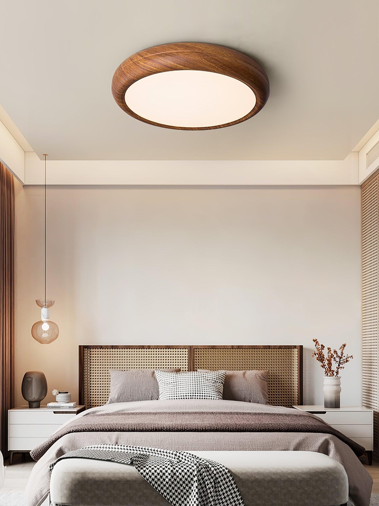 Niralel Ceiling Light Woodgrain Acrylic Round